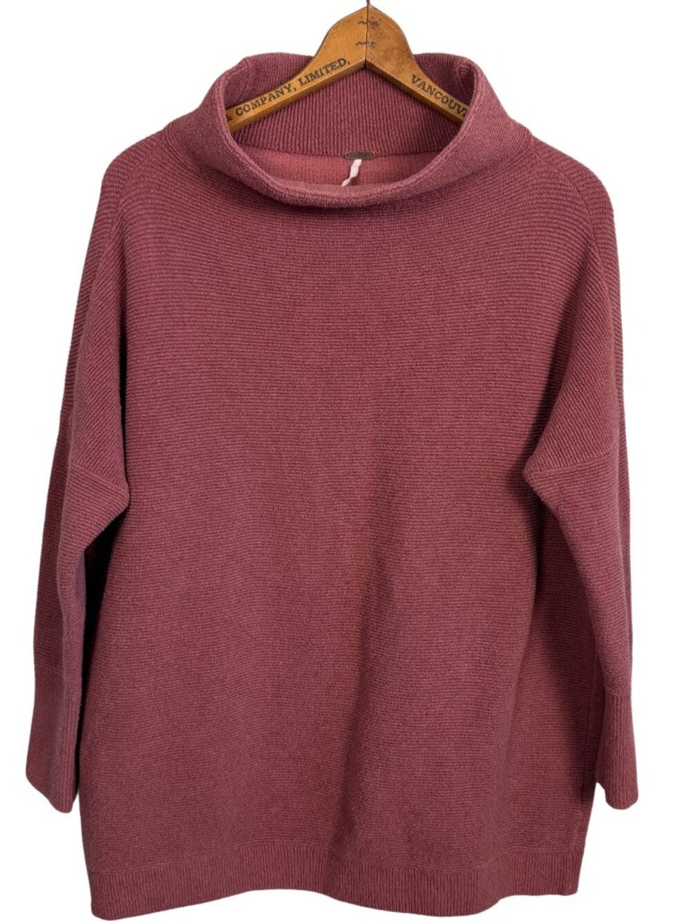 Free People Ottoman Slouch Sweater Dusty Rose Mauve Oversized Cowl Neck Knit Sma
